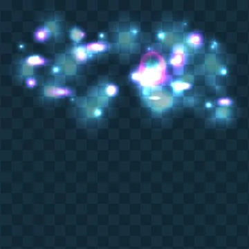 Glowing light on a transparent background. Shiny particles. Magic sparks. Glow Stock Illustration