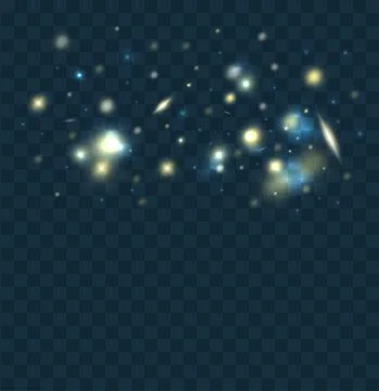Glowing light on a transparent background. Shiny particles. Magic sparks. Glow Stock Illustration