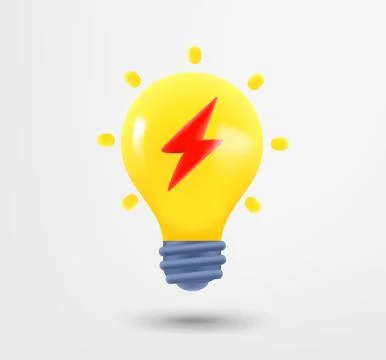 Glowing lightbulb. 3d vector object isolated on white background Illustrazione stock