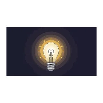 Glowing lightbulb idea concept on dark background - innovation and creativity Stock Illustration