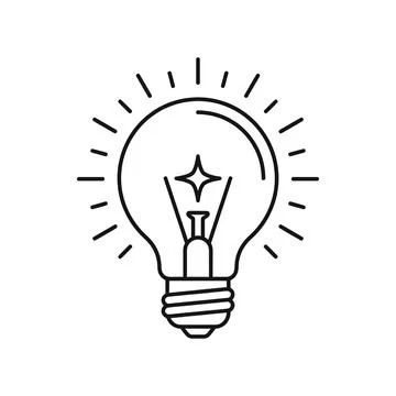 Glowing Lightbulb Star Creative Idea Line Icon Stock Illustration