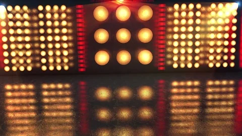 Glowing Lighting Studio with a Reflective Floor. Light Rays Emission. 4K Stock Footage 279918539