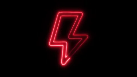 Glowing Lightning Bolt Icon in HD Video Neon Animation Stock Footage 304555771