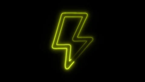 Glowing Lightning Bolt Icon in HD Video Neon Animation Stock Footage 304555774