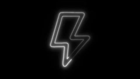 Glowing Lightning Bolt Icon in HD Video Neon Animation 库存影片 304555786