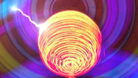Glowing lights creates a colourful globe and stiriking light bolts. Stock Footage 104453797