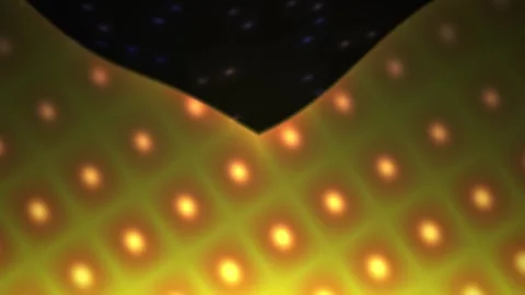Glowing lights on a dark background with a wavy pattern. Stock Footage 337511366