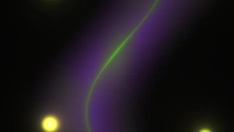 Glowing lights in a dark space with a green curved line. Stock Footage 335521828