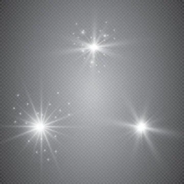 Glowing lights effect, flare, explosion and stars. Special effect isolated on tr Stock Illustration