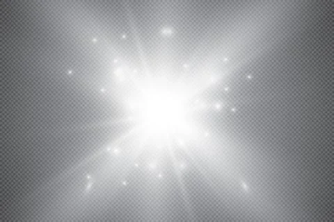 Glowing lights effect, flare, explosion and stars. Special effect isolated on tr Stock Illustration