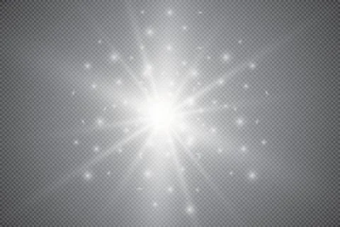 Glowing lights effect, flare, explosion and stars. Special effect isolated on tr Stock Illustration