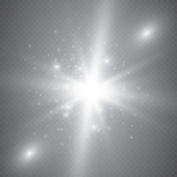 Glowing lights effect, flare, explosion and stars. Special effect isolated on tr Stock Illustration