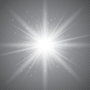 Glowing lights effect, flare, explosion and stars. Special effect isolated on tr Stock Illustration