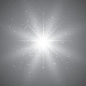 Glowing lights effect, flare, explosion and stars. Special effect isolated on tr Stock Illustration