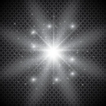 Glowing lights effect, flare, explosion and stars. Special effect isolated on tr Stock Illustration