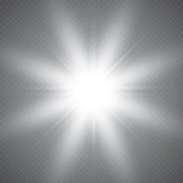 Glowing lights effect, flare, explosion and stars. Special effect isolated on tr Stock Illustration