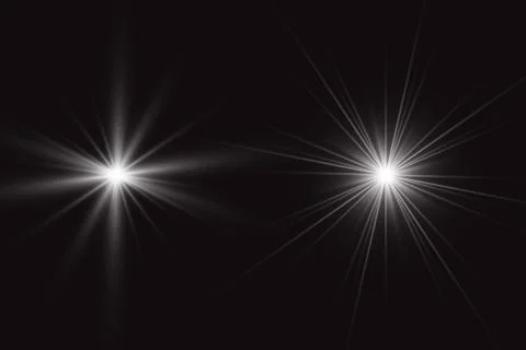 Glowing lights effect, flare, explosion and stars. Special effect isolated on tr Stock Illustration