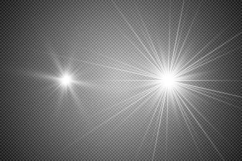 Glowing lights effect, flare, explosion and stars. Special effect isolated on tr Stock Illustration