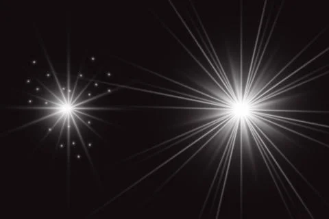 Glowing lights effect, flare, explosion and stars. Special effect isolated on tr Stock Illustration