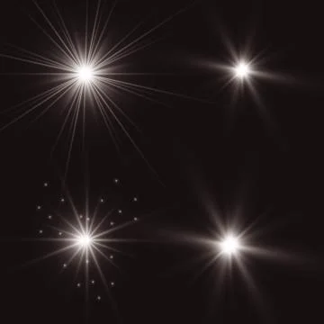 Glowing lights effect, flare, explosion and stars. Special effect isolated on tr Stock Illustration