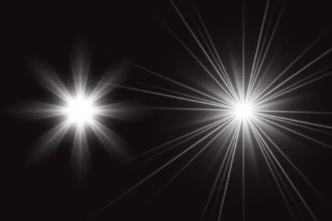 Glowing lights effect, flare, explosion and stars. Special effect isolated on tr Stock Illustration