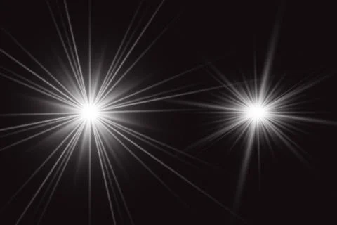 Glowing lights effect, flare, explosion and stars. Special effect isolated on tr Stock Illustration