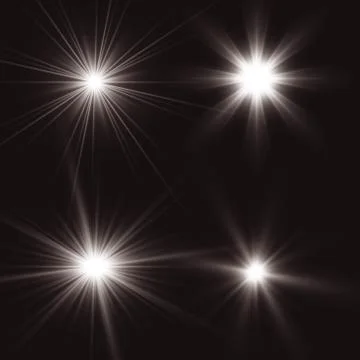 Glowing lights effect, flare, explosion and stars. Special effect isolated on tr Stock Illustration