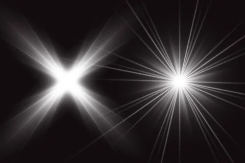 Glowing lights effect, flare, explosion and stars. Special effect isolated on tr Stock Illustration