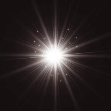 Glowing lights effect, flare, explosion and stars. Special effect isolated on tr Stock Illustration