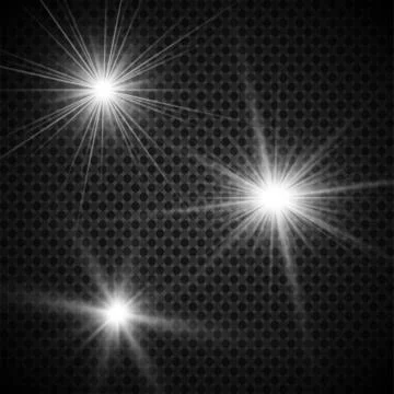 Glowing lights effect, flare, explosion and stars. Special effect isolated on tr Stock Illustration