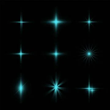 Glowing lights effect, flare, explosion and stars. Special effect isolated on Stock Illustration