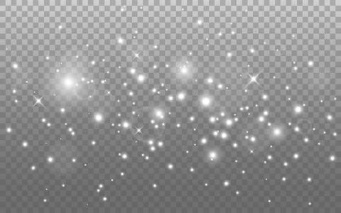 Glowing lights effect. Silver sparkle, stars and bokeh. Magic beautiful glitter Stock Illustration