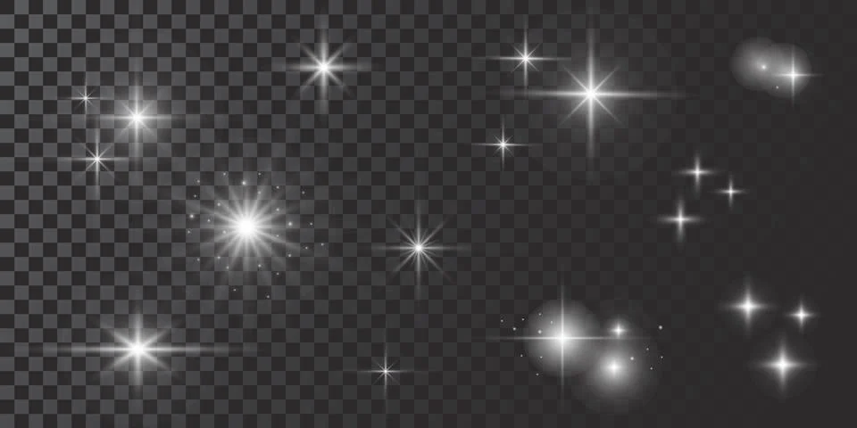 Glowing lights effect on transparent background. Stock Illustration