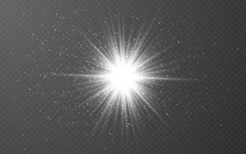 Glowing lights effect on transparent bakground. Abstract flare light rays. Ve Stock Illustration