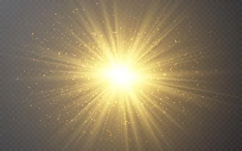 Glowing lights effect on transparent bakground. Abstract flare light rays. Ve Stock Illustration