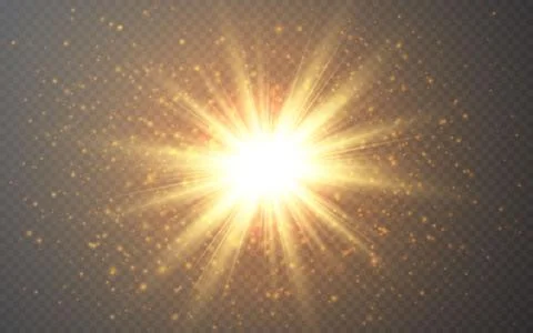 Glowing lights effect on transparent bakground. Abstract flare light rays. Ve Illustrazione stock