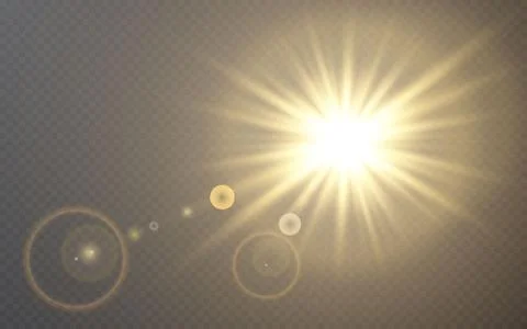 Glowing lights effect on transparent bakground. Abstract flare light rays. Ve Stock Illustration