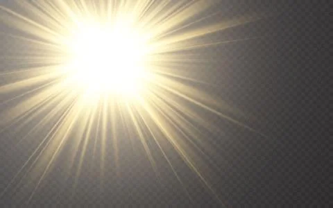 Glowing lights effect on transparent bakground. Abstract flare light rays. Ve Stock Illustration