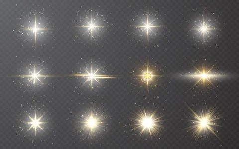 Glowing lights effect on transparent bakground. Abstract flare light rays. Ve Stock Illustration