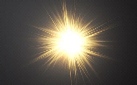 Glowing lights effect on transparent bakground. Abstract flare light rays. Ve Stock Illustration