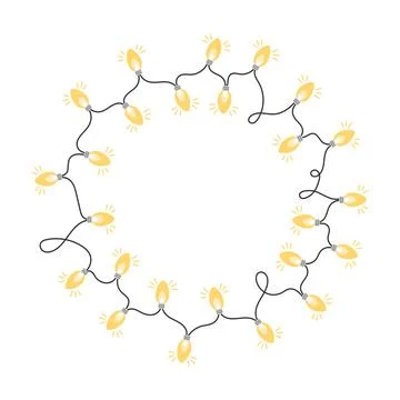 Glowing lights Garlands in circle with empty space Stock Illustration