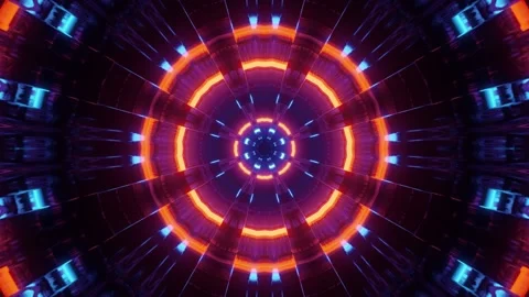 Glowing lights in motion of geometric shapes on 3d illustration Stock Footage 149122517