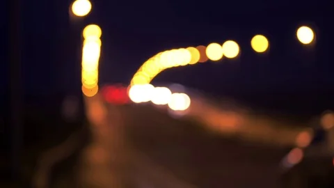 Glowing Lights of Road Bridge Traffic Rack Focus Foyle Bridge Northern Ireland Stock Footage 70041353