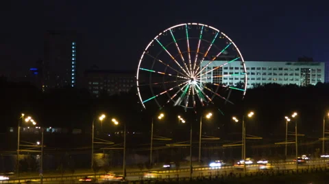 Glowing lights wheel review Stock Footage 65393249