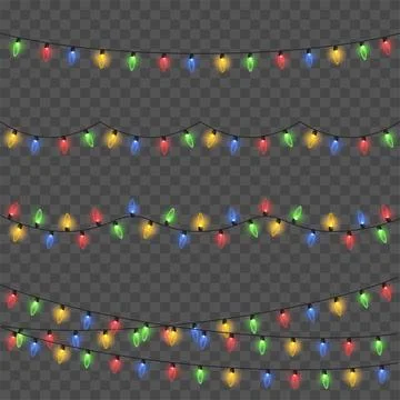 Glowing lights for Xmas Holiday cards, banners, posters, web design. Garlands Stock Illustration