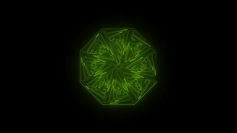 Glowing lime green neon matrix hexagon abstract line art animated on dark screen Stock Footage 341762128