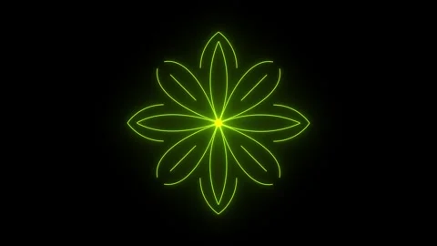 Glowing lime neon geometric flower with intricate symmetrical petals and ra.. Vídeos de archivo 337185451