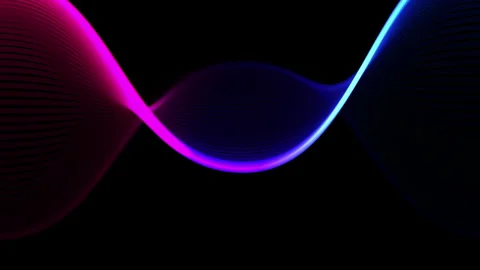 Glowing line abstract background, blending purple blue and teal 4k Video stock 328018127