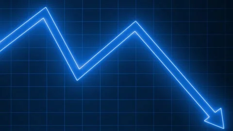Glowing Line Graph Showing Downward Trend Animation Stock Footage 316711758