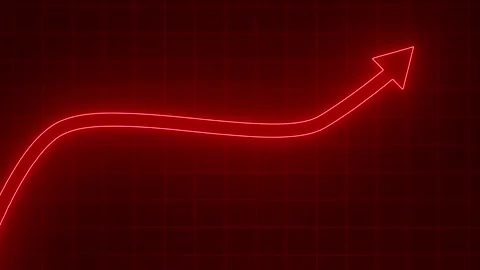 Glowing line graph with upward arrow on dark grid background animation Stock Footage 316711468